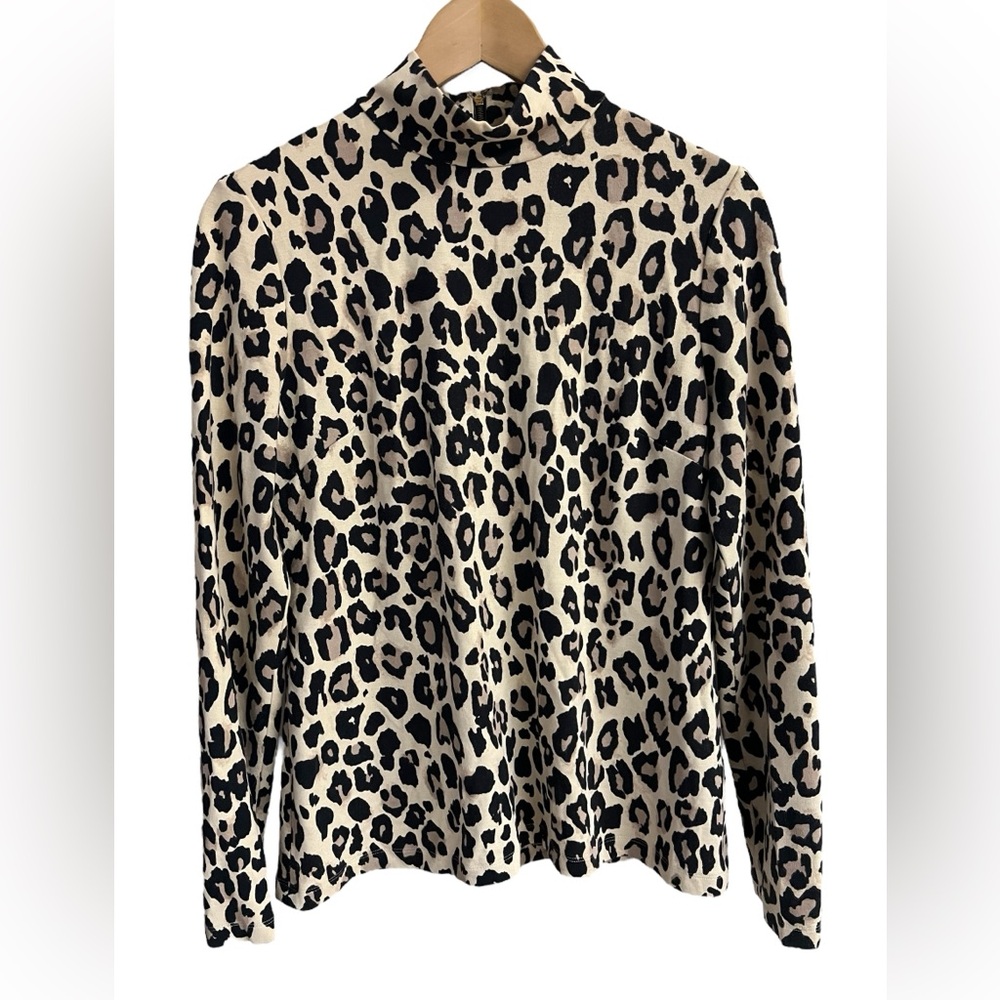 KATE SPADE Mock Neck Cheetah Leopard Animal Print Long Sleeve Ponte‎ Top Classic